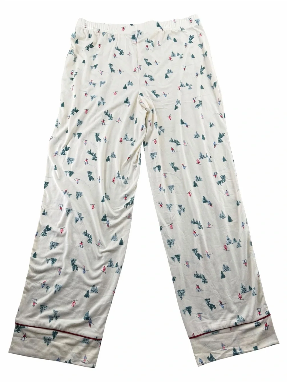TAHARI Winter Ski Print Pajama Set Long Sleeve Top & Pants Light Weight Size LG